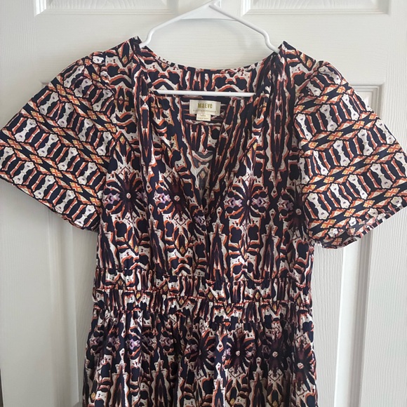 Anthropologie Maeve Short-Sleeve Somerset Maxi Dress, Orange/Navy, Size Medium - Picture 2 of 5